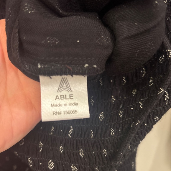 ABLE large Marion smocked jumpsuit black print pattern sold out $165 - Picture 6 of 8